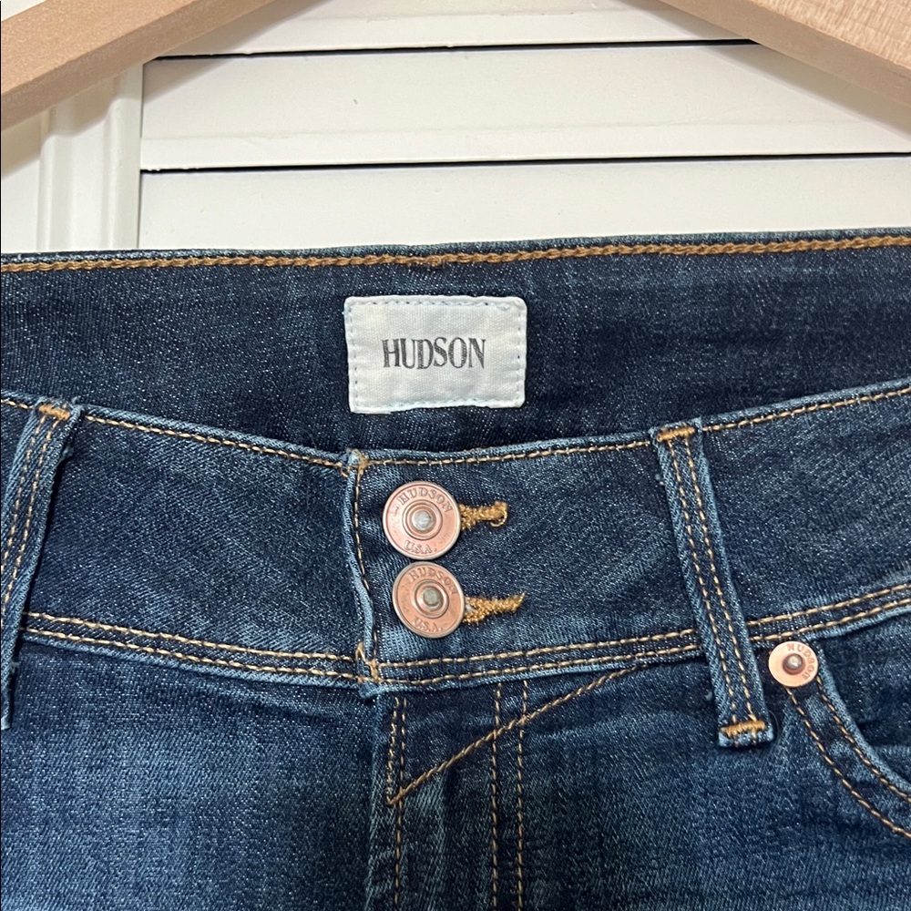 Hudson Jeans Dark Blue Rolled Cuff Denim Shorts - Picture 2 of 6